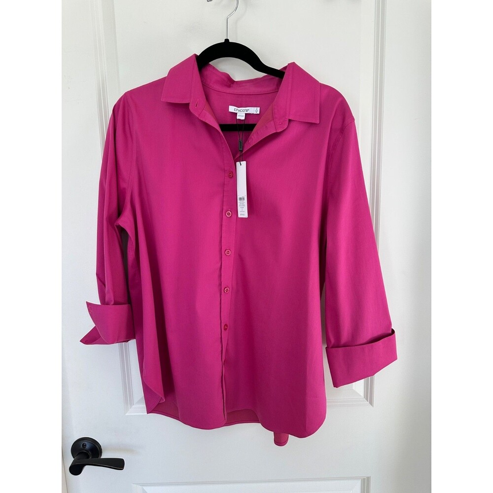 Chico's No-Iron Button-Down Blouse Crushed Berries Chico’s 2 (Large / US 12) NWT